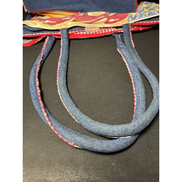 2000s Anne Ormsby Beach Bag Patriotic Surf Denim bag "Surviving Stress" American - Picture 14 of 14